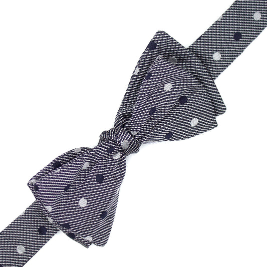 Blue papillon with grey and blue polka dots