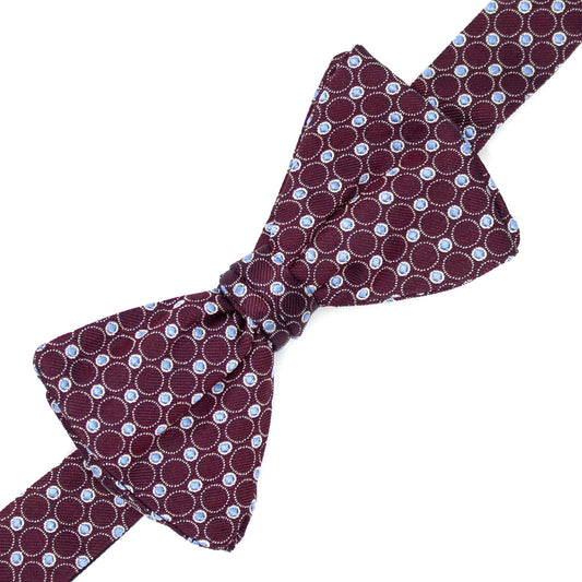 Bordeaux papillon with grey circles and blue dots