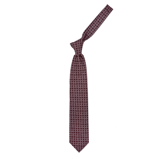 Bordeaux tie with white leaves