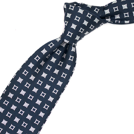 Blue tie with white squares