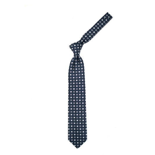 Blue tie with white squares