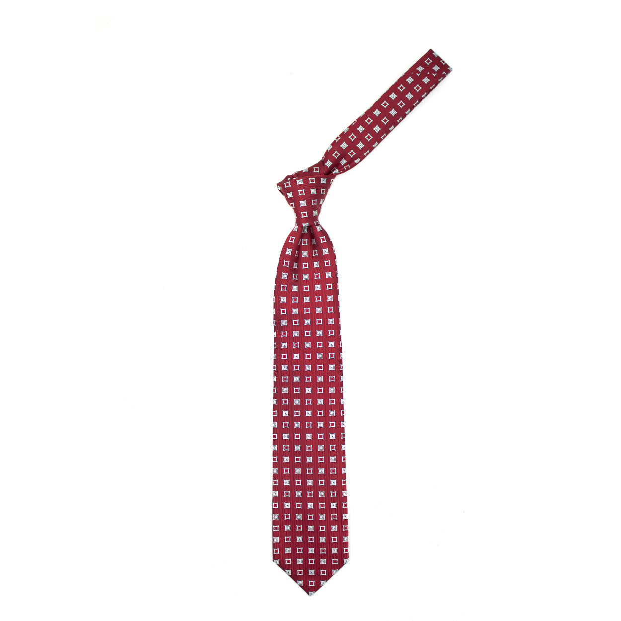 Red tie with white squares