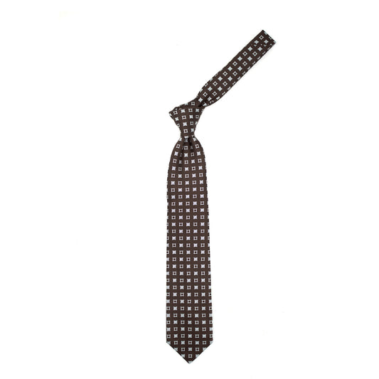 Brown tie with white squares