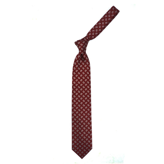 Red tie with white paisleys