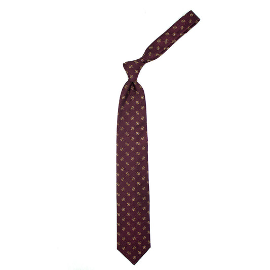 Bordeaux tie with yellow flowers and white dots