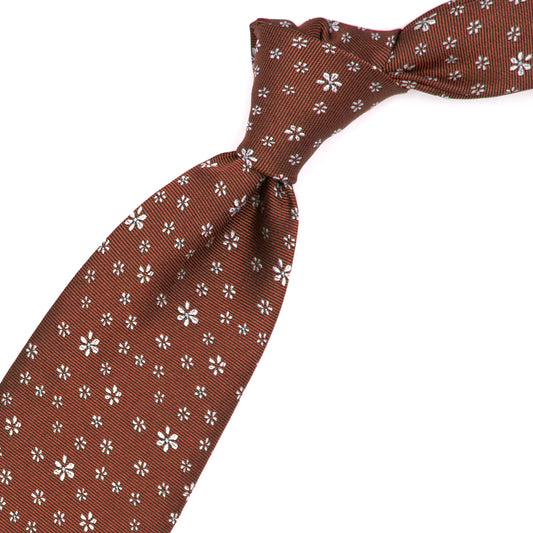 Rusty tie with grey flowers