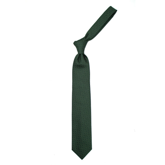 Green tie with textured flowers and black stripes