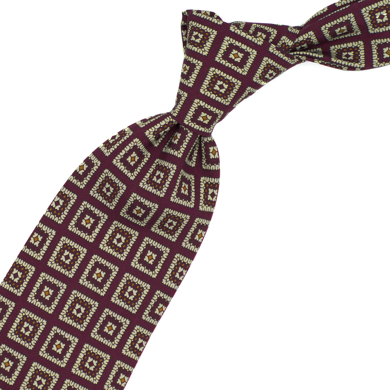 Bordeaux tie with beige squares