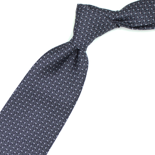 Grey, white and black woven tie