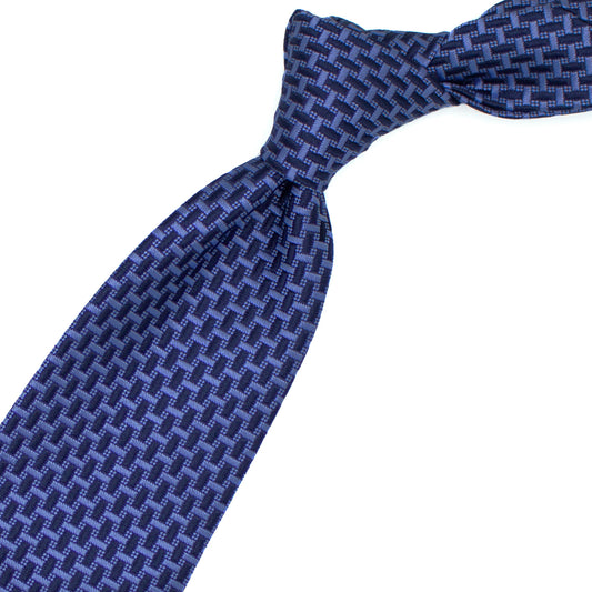 Blue and blue geometric pattern tie