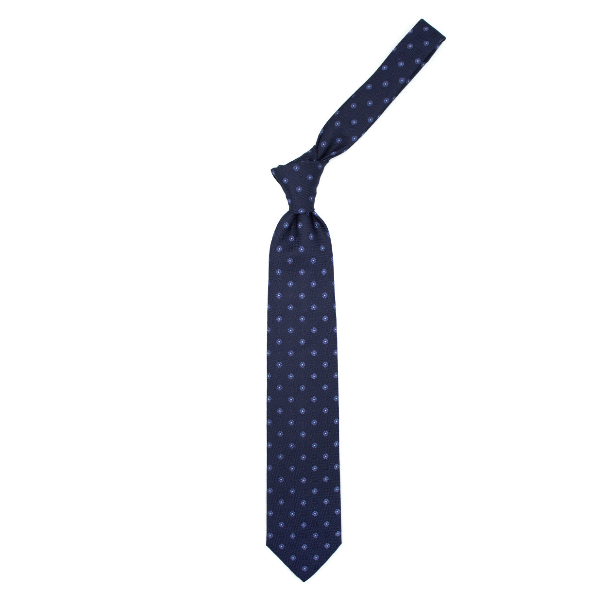 Blue tie with blue and tone-on-tone flowers