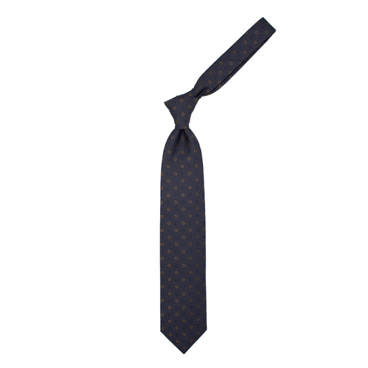 Grey tie with brown and tone-on-tone flowers