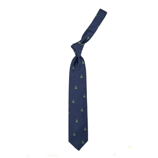 Blue tie with Christmas trees