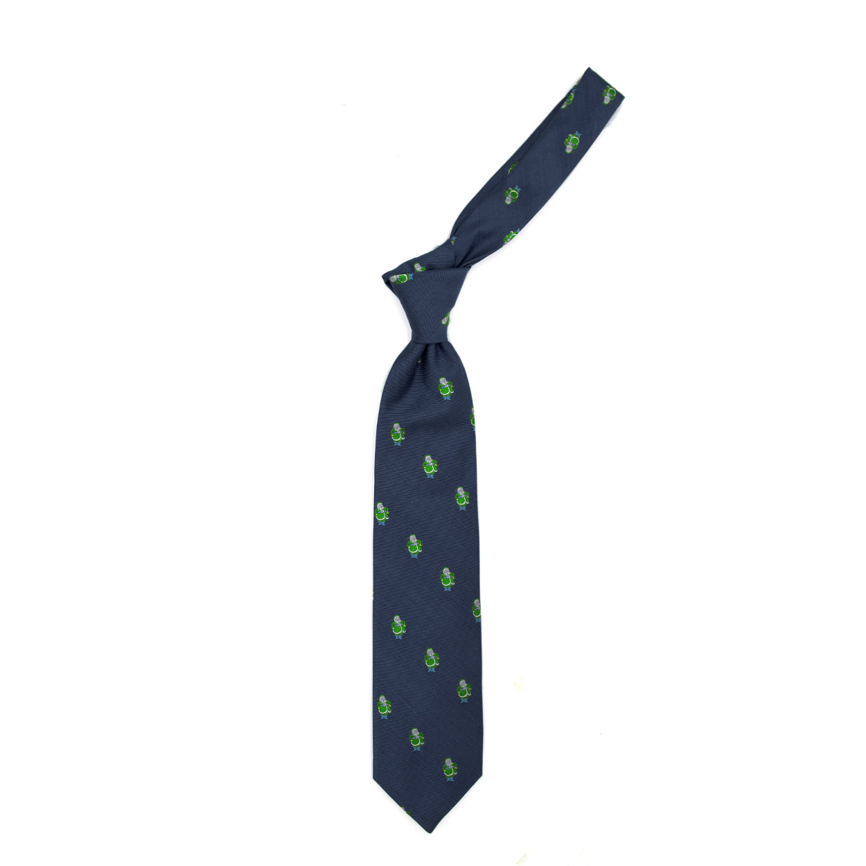 Blue tie with Santa Claus pattern
