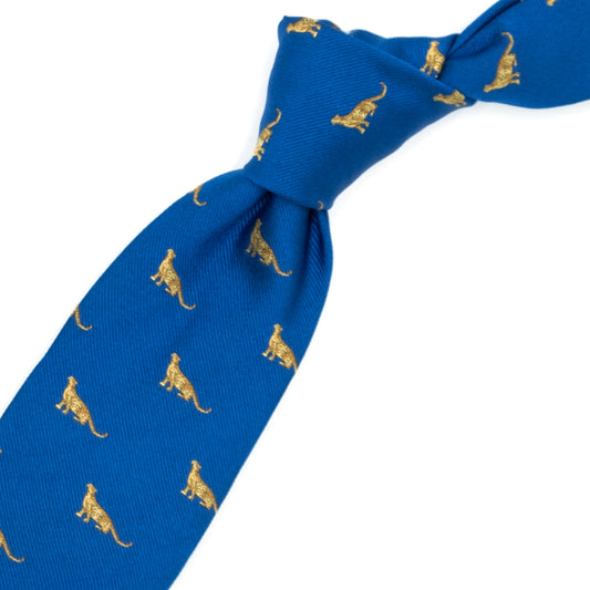 Blue tie with leopards