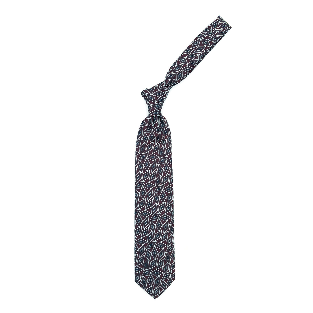 Bordeaux tie with burgundy and blue diamonds