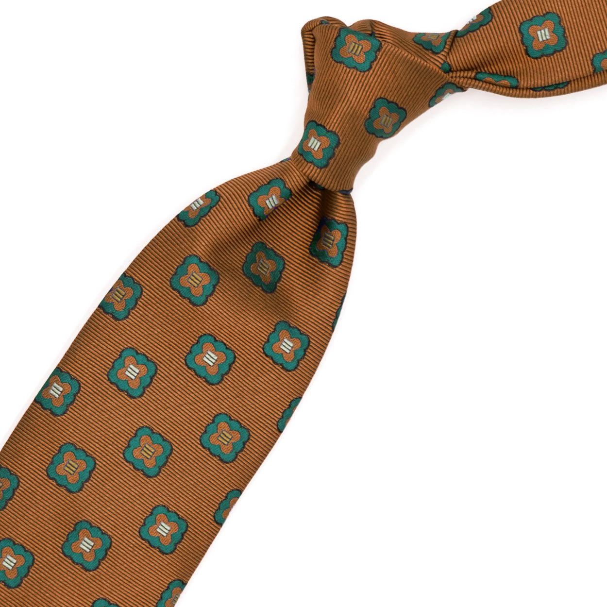 Light brown tie with green flowers