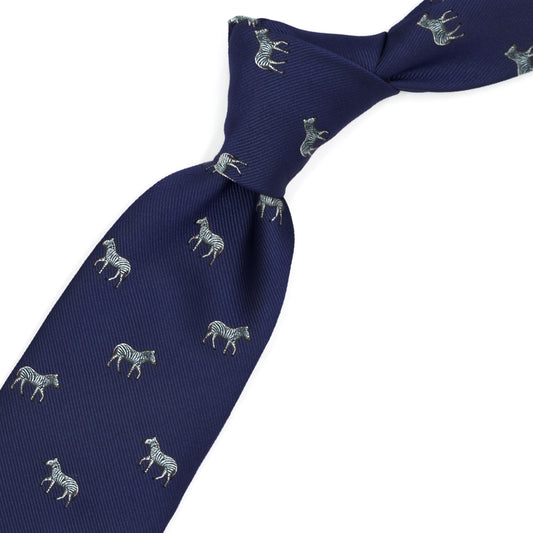 Blue tie with zebras