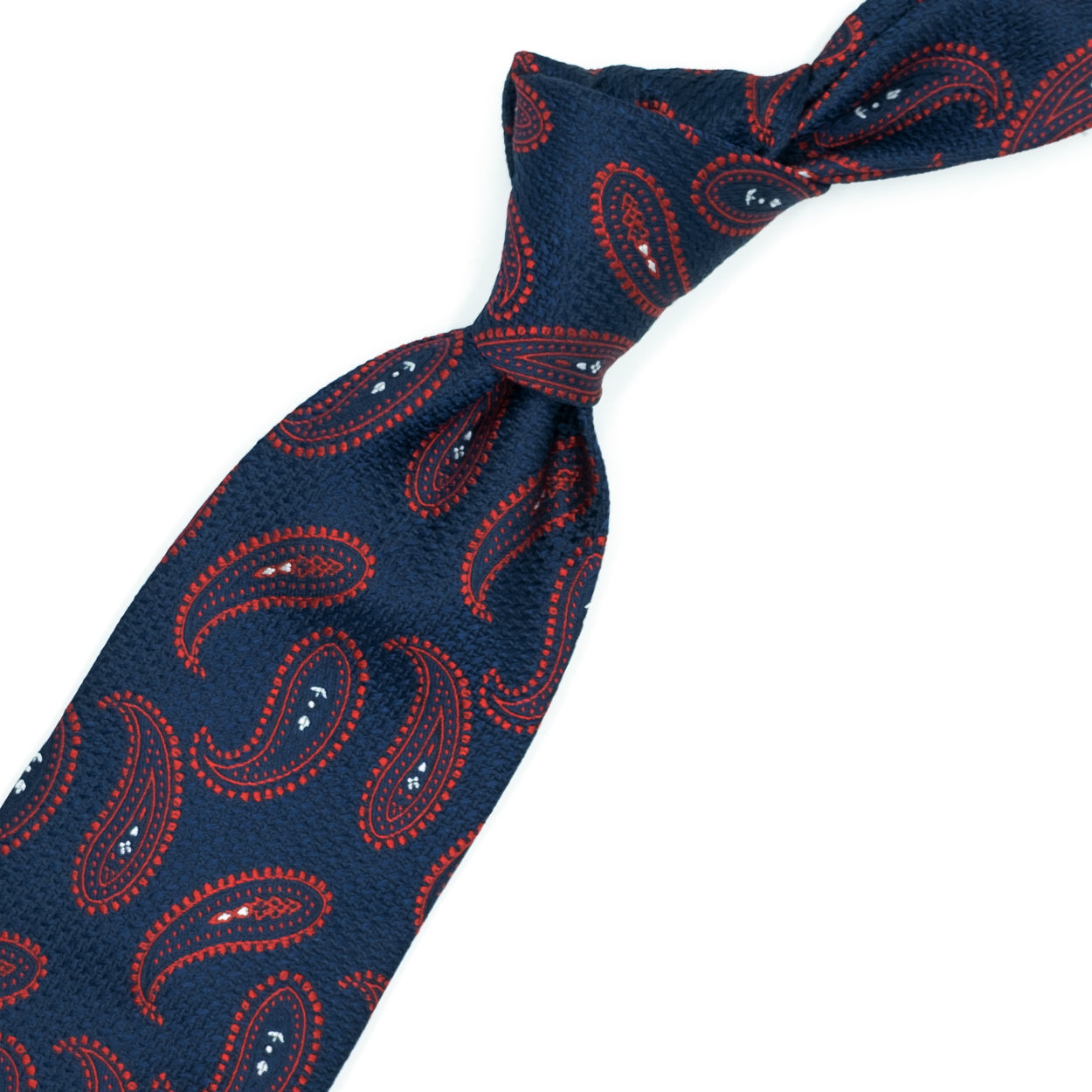 Blue tie with red paisleys