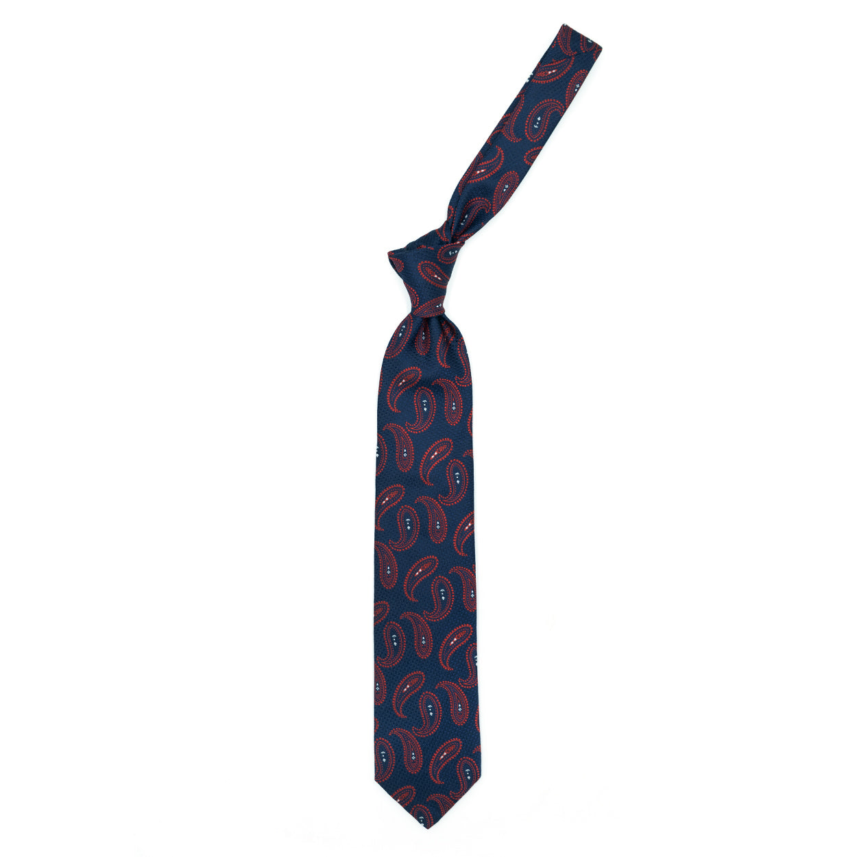 Blue tie with red paisleys