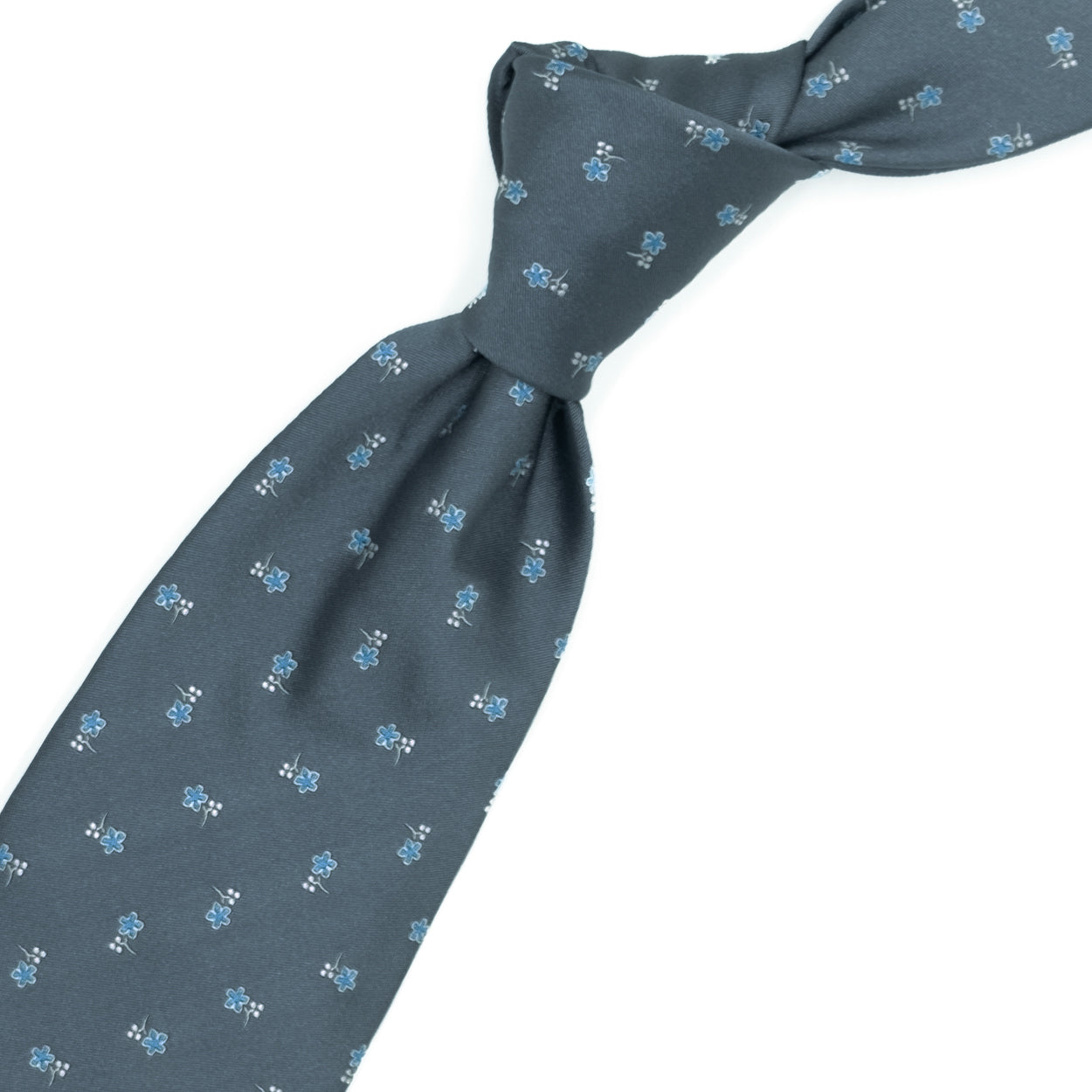 Grey tie with blue flowers