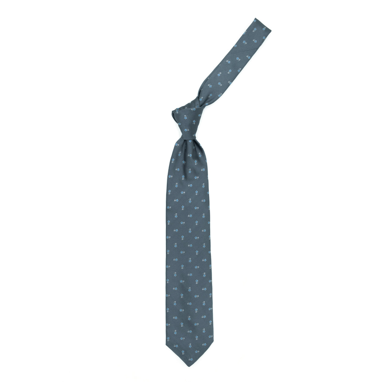 Grey tie with blue flowers