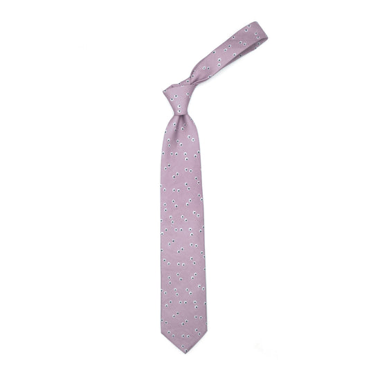 Pink tie with white and blue flowers