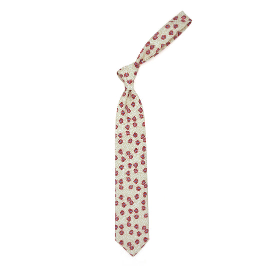 Beige tie with red flowers