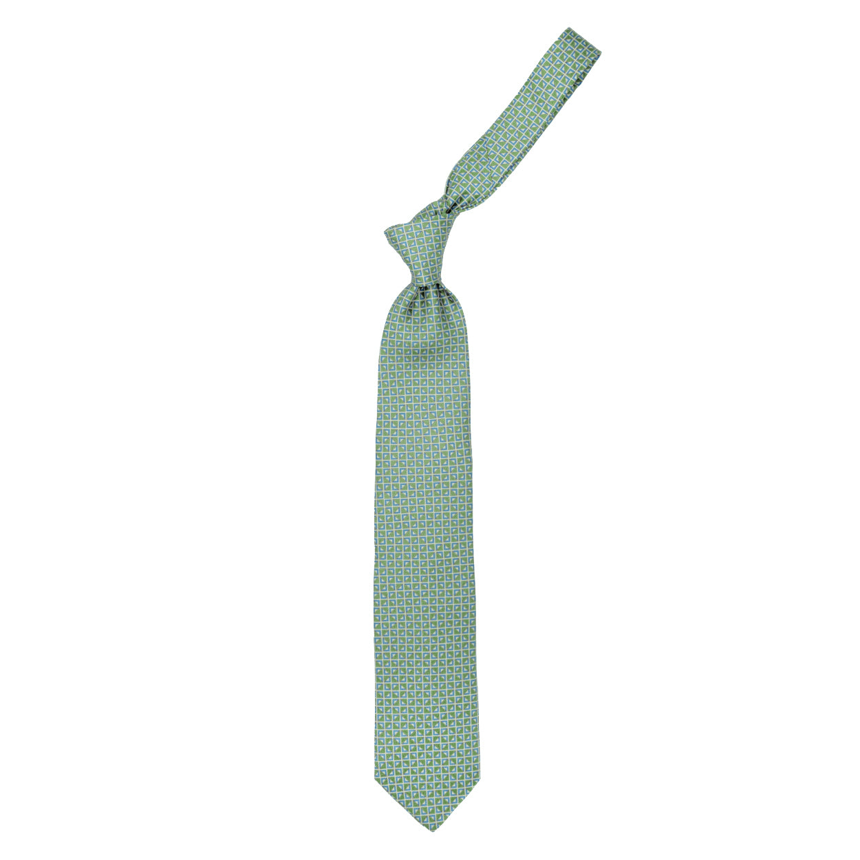 Green and blue geometric pattern tie