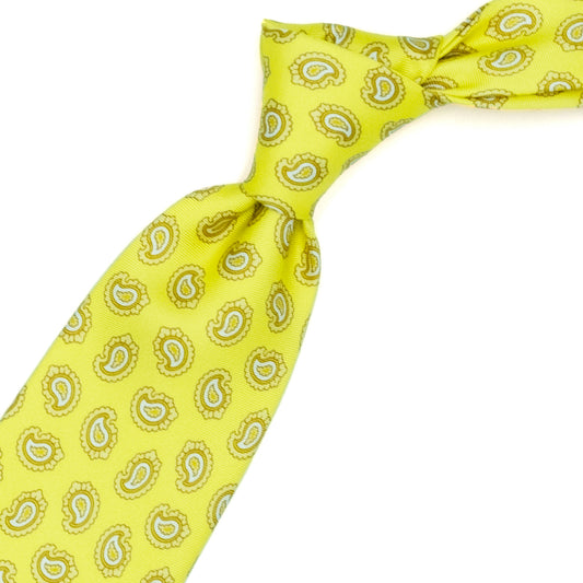 Yellow tie with paisley