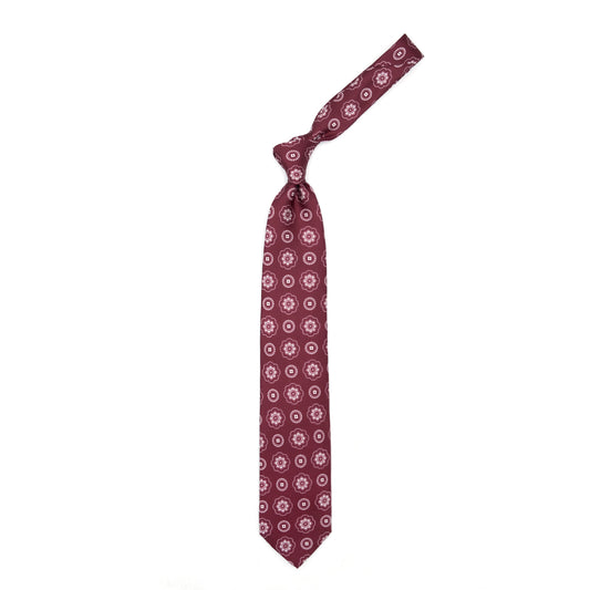 Magenta tie with white flowers