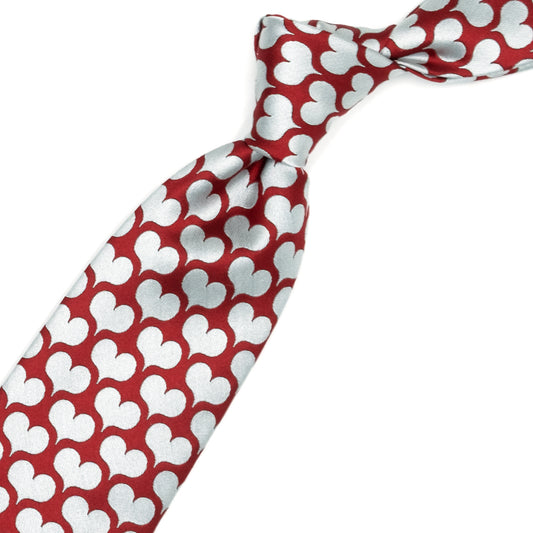 Red tie with grey hearts