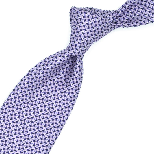 Pink, blue and light blue geometric pattern tie