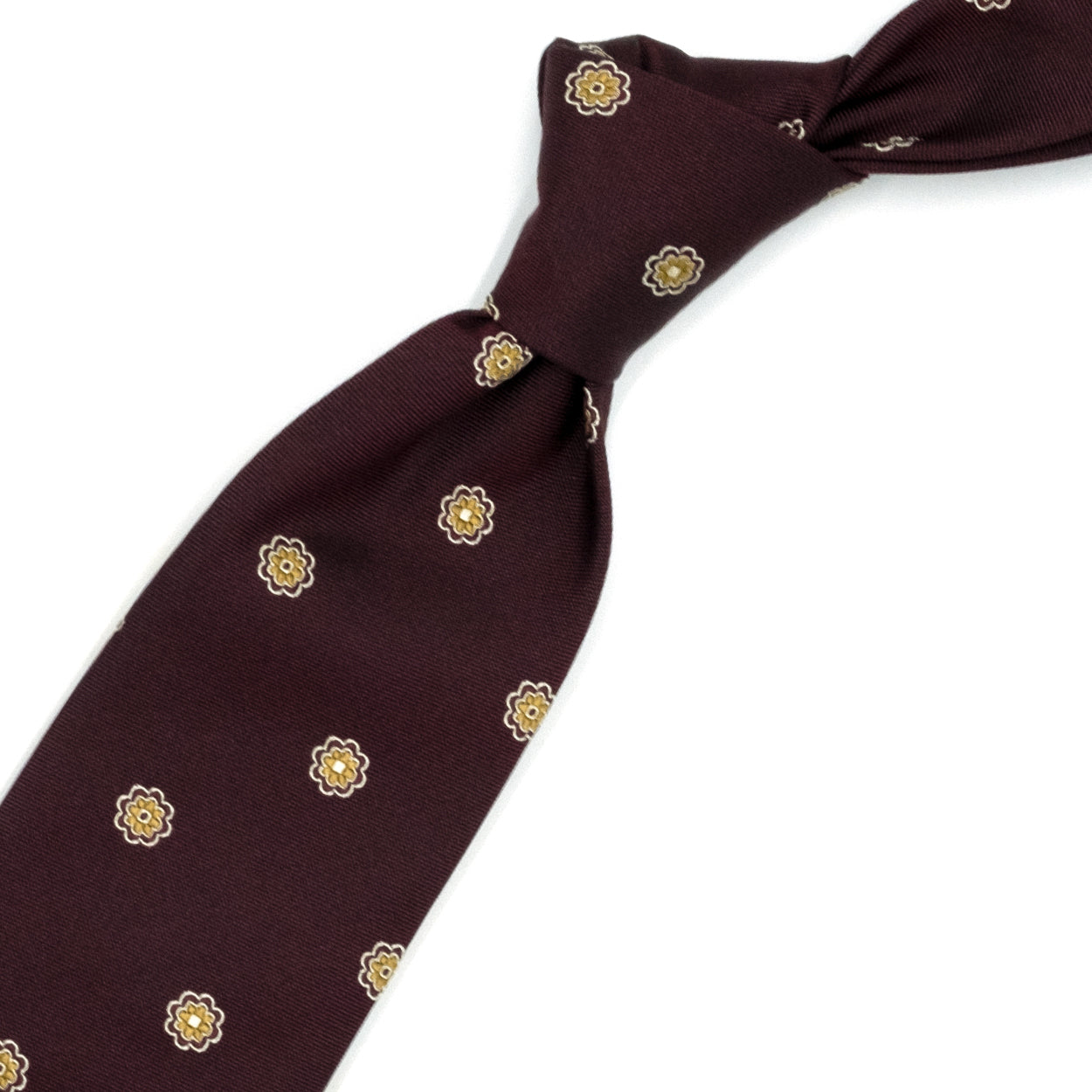 Bordeaux tie with mustard flowers