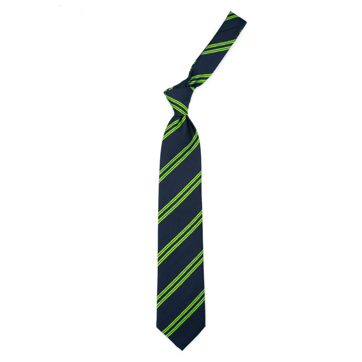 Blue tie with green stripes