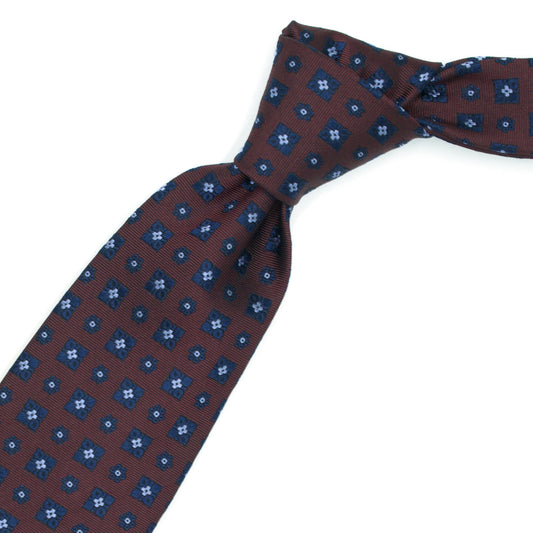 Bordeaux tie with blue and light blue flowers