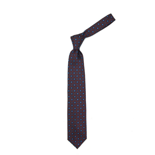 Bordeaux tie with blue and light blue flowers