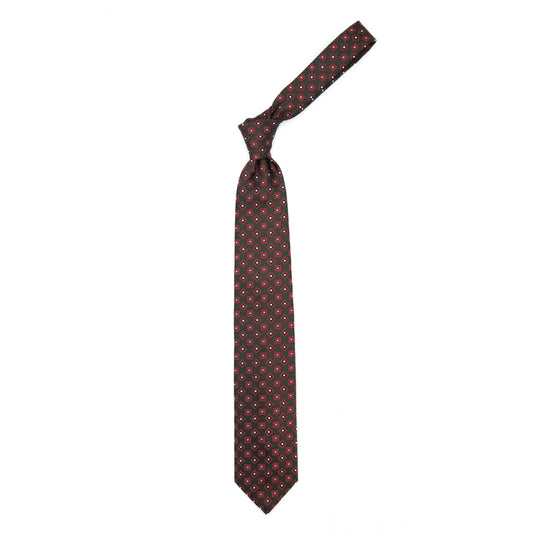 Brown tie with burgundy squares
