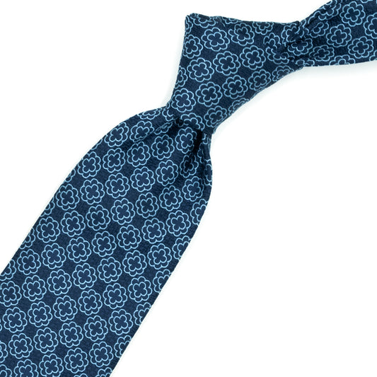 Blue tie with blue flowers