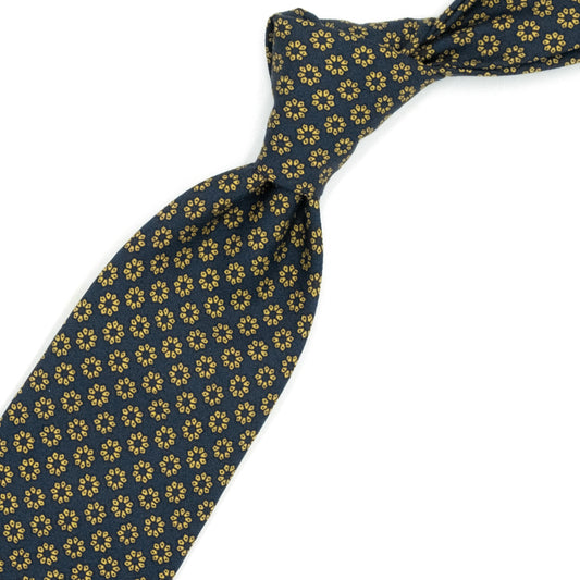 Blue tie with yellow flowers
