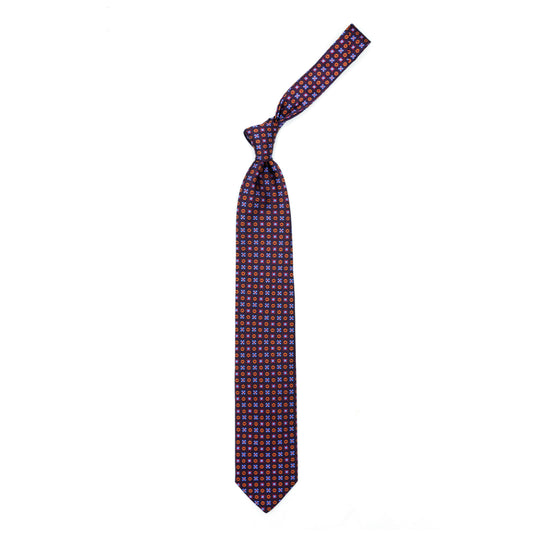 Burgundy tie with red, blue and orange flowers