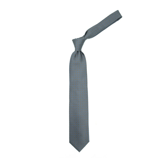 Gray tie with mustard polka dots