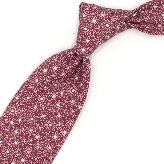 Red tie with white flowers