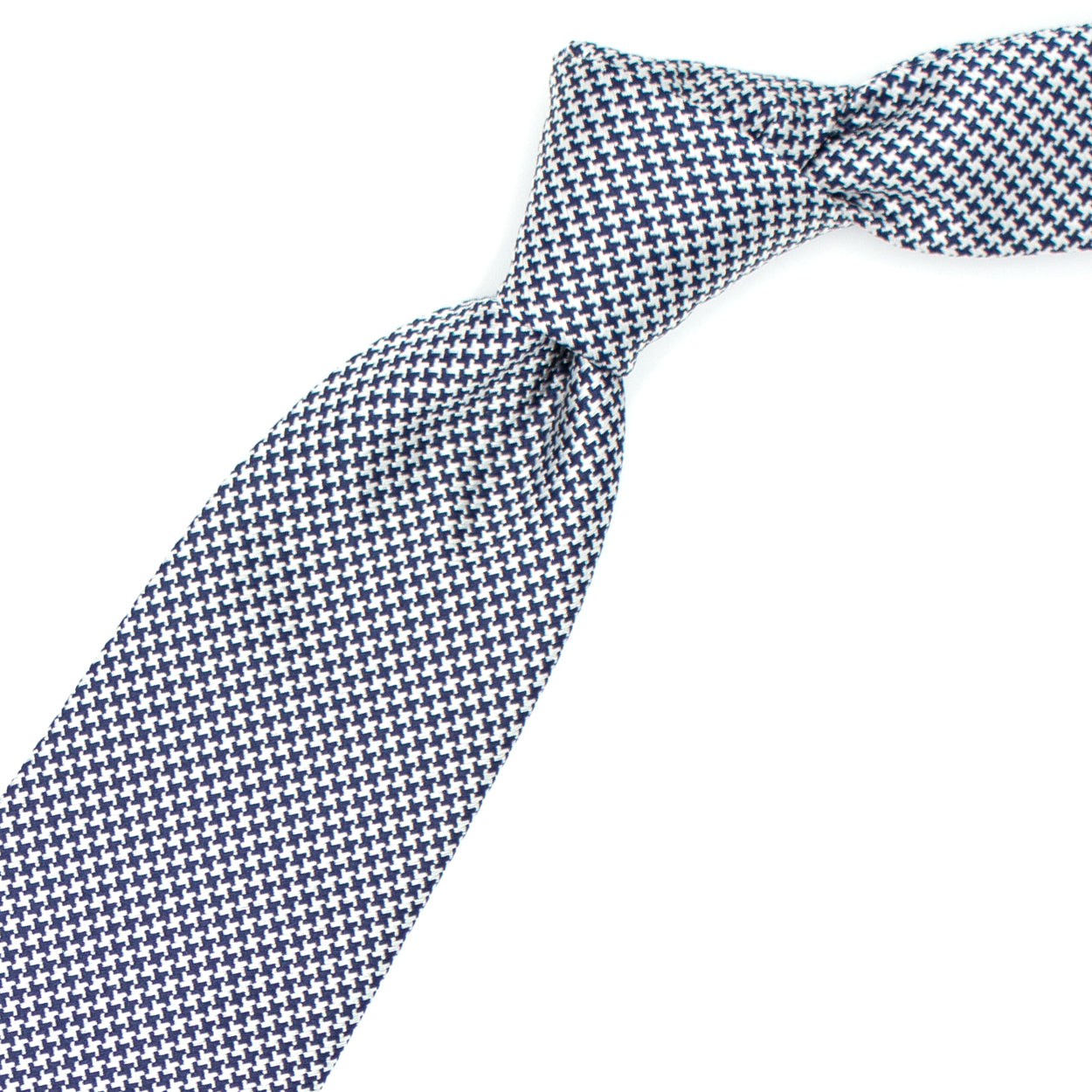Blue and white houndstooth tie