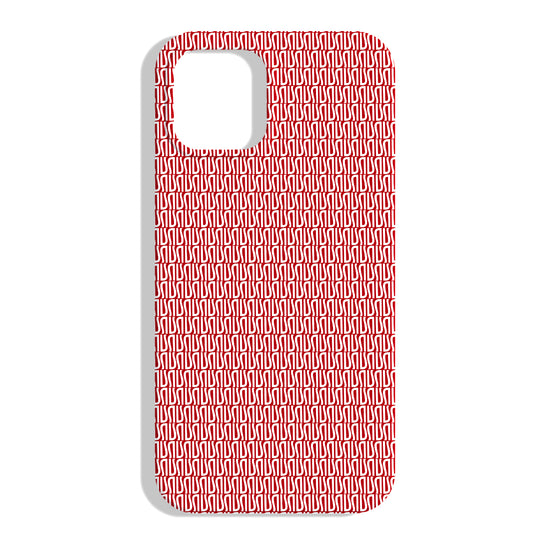 Red cover with white Ulturale pattern