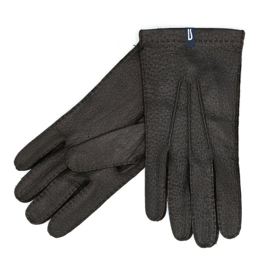 Dark brown men's gloves in unlined peccary