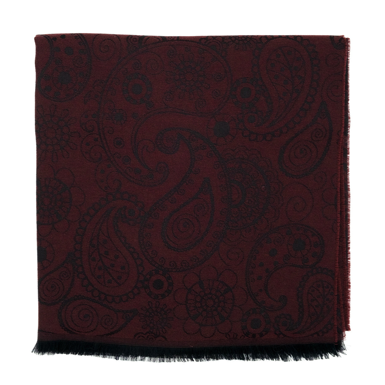 Bordeaux paisley pattern modal & wool jacquard shawl