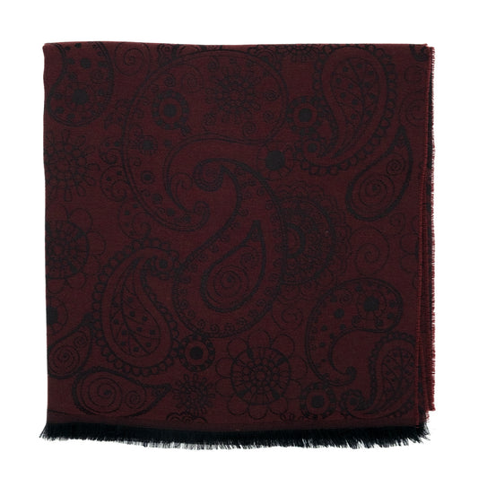 Bordeaux paisley pattern modal & wool jacquard shawl