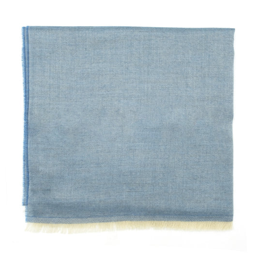 Solid blue frayed cashmere & silk stole