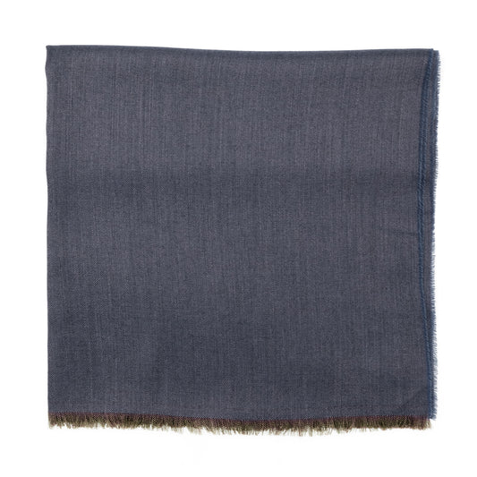 Solid blue frayed cashmere & silk stole